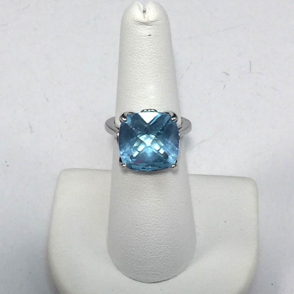 Genuine Blue Topaz ring, sterling silver